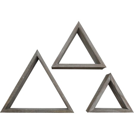 Ekena Millwork Triangle, Open Back, Vintage Farmhouse Shadow Box Shelves, Barnwood Decor Collection, PK3 DECR15SBTROBGY